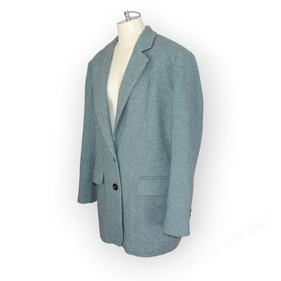 US12 Italy48 MarellaSport Blazer Wool Herringbone Oversize Menswear Water Garden - Picture 4 of 16